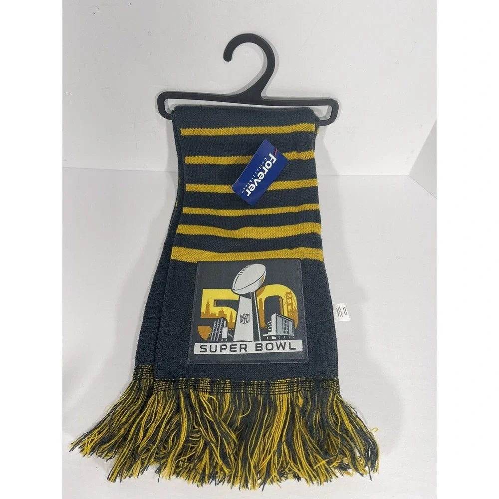 Super Bowl 50‎ Broncos Panthers Scarf San Francisco Bay Area Gray Yellow NEW